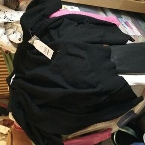 Black button short sleeved cardigan NWT